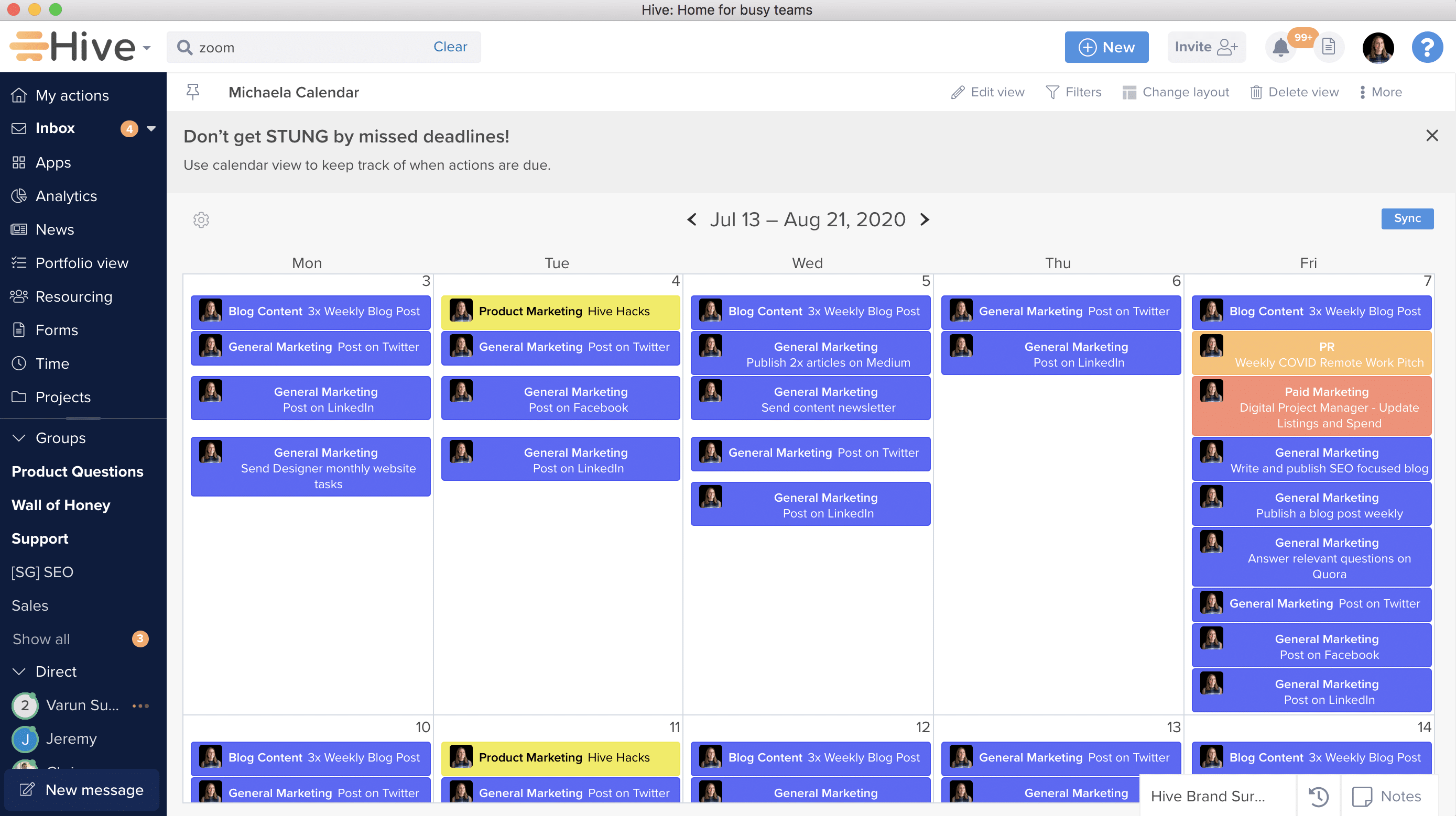 Summary Calendar View