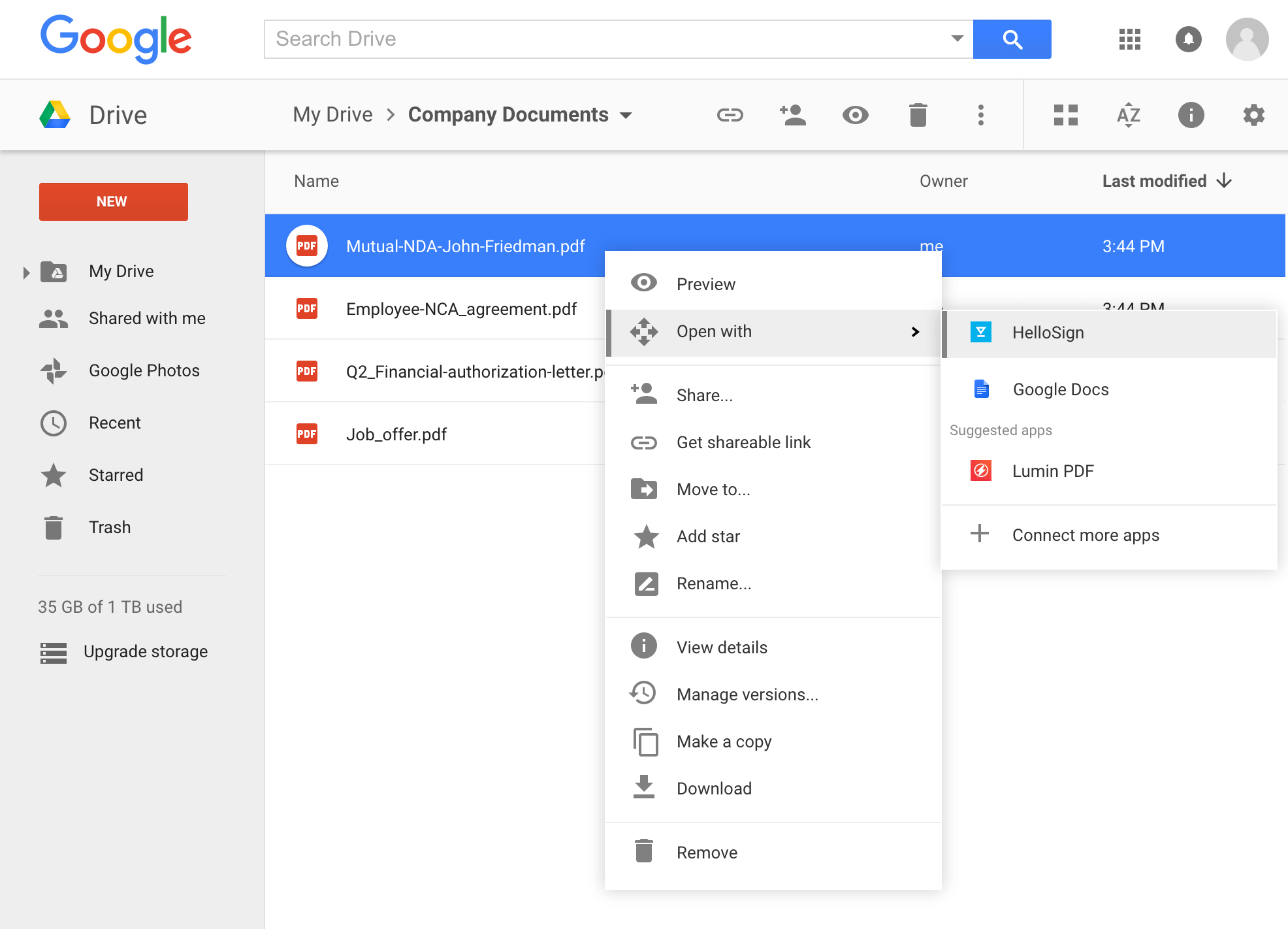 Google Drive integration with Adobe