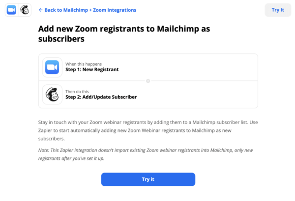 zoom mailchimp integration