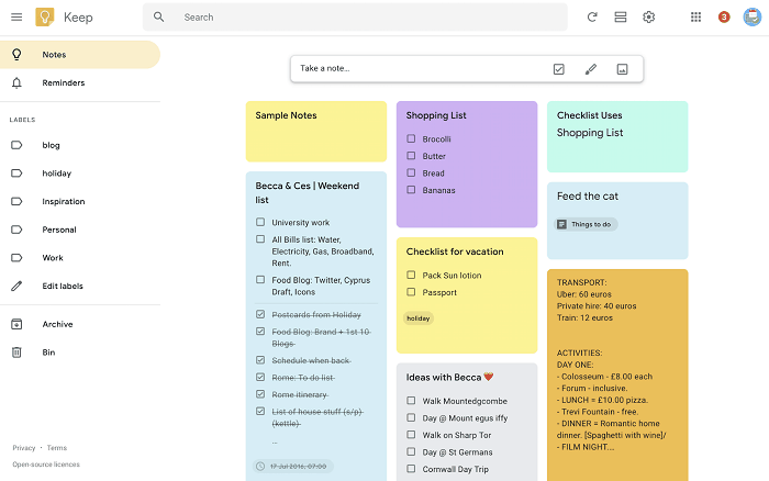 google keep