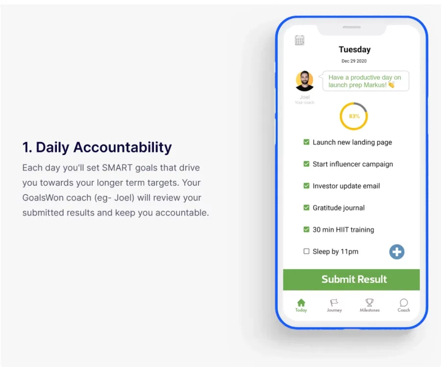 Set goals activity online app