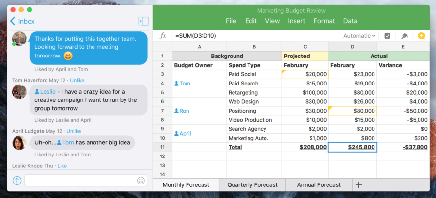 Quip dashboard view