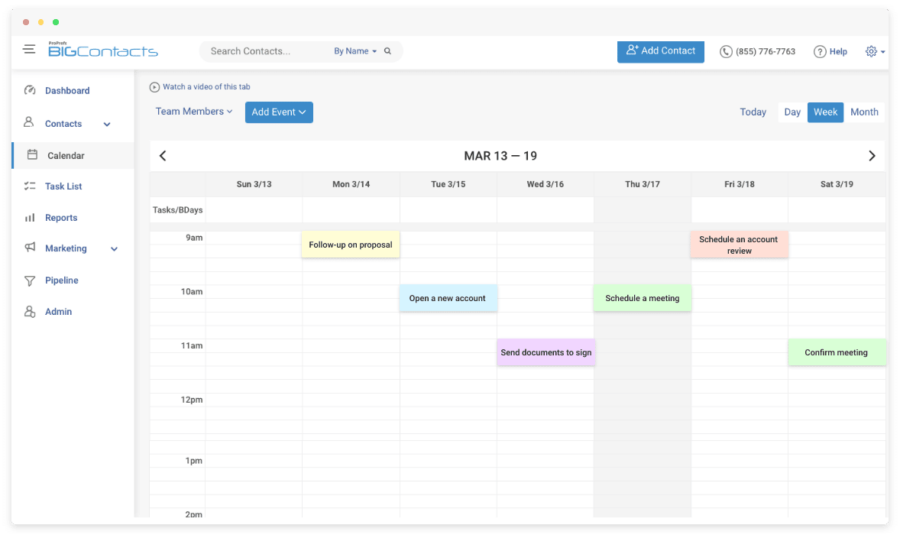 BigContacts task management software