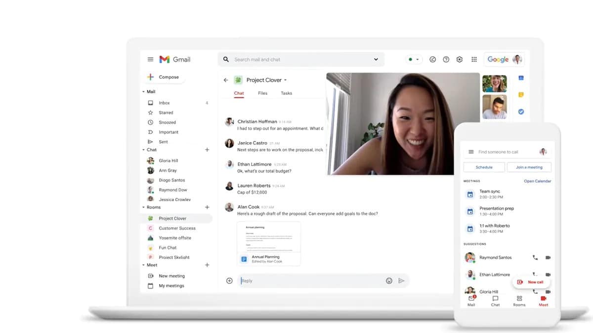 Google Chat control panel for computers and mobile devices