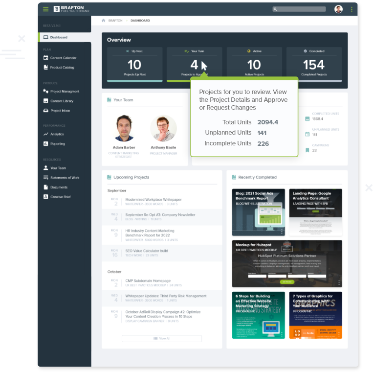 Brafton dashboard