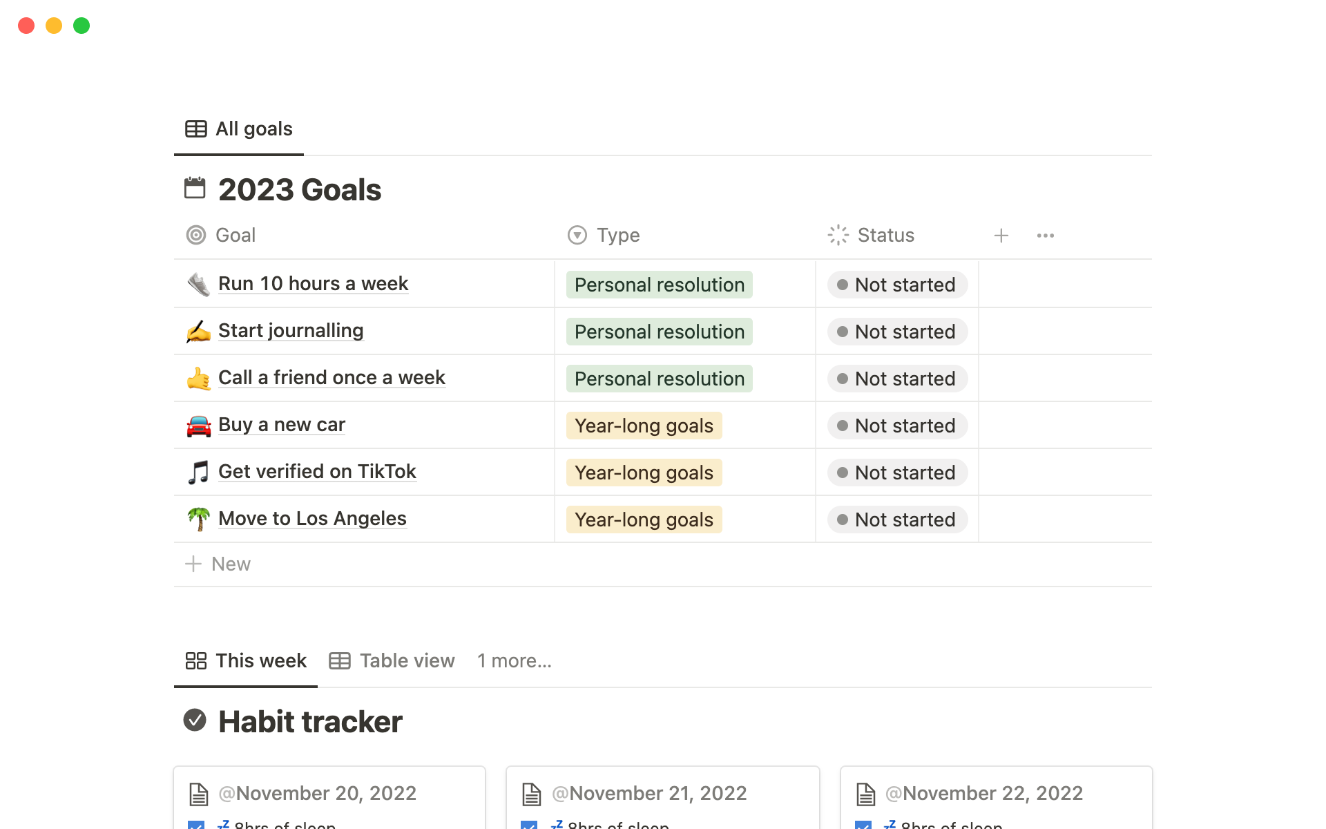 notion goal tracking