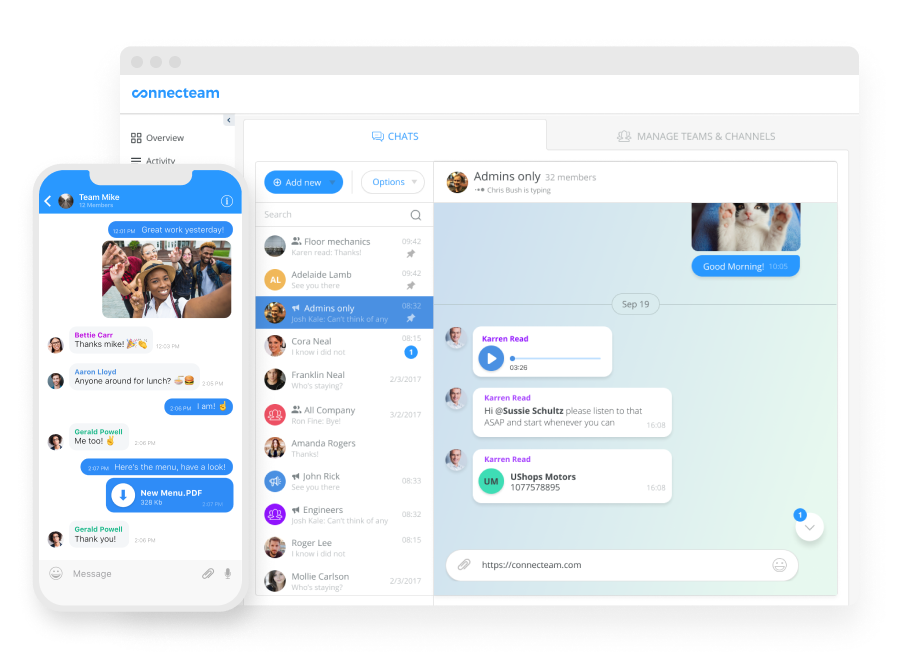 connecteam team chat app