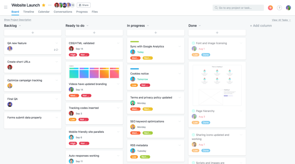 Asana project management software