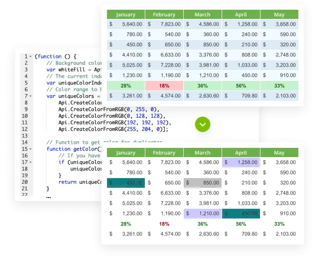 Onlyoffice spreadsheet view